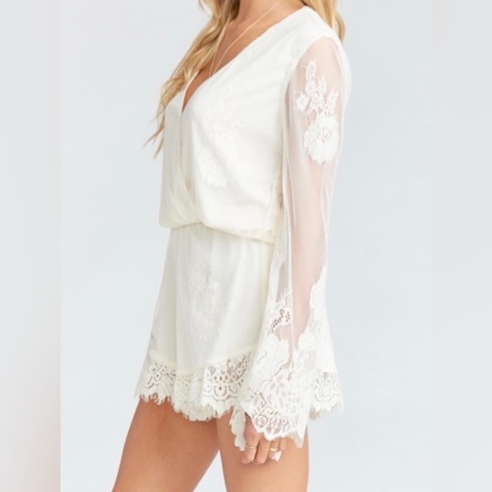 NWT Show Me Your Mumu Loretta lace romper, crème white women’s XS (bin L)